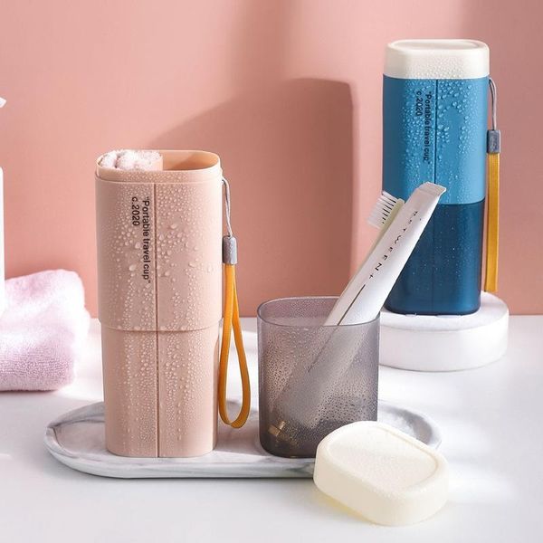 

bath accessory set travel toothbrush storage box portable cup organizer cute couple suit qbmy