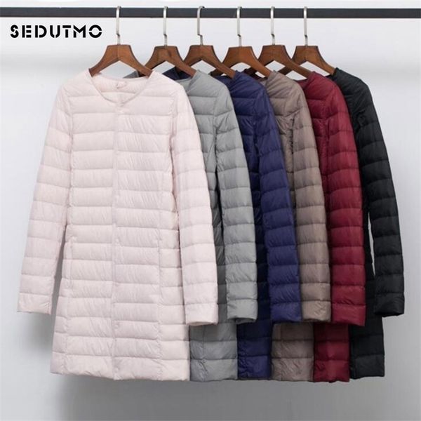 SEDUTMO Winter Frauen Ente Daunenjacken Lange Ultraleichte Mantel Lässige Pufferjacke Schlank Schwarz Herbst Parkas ED875 211120