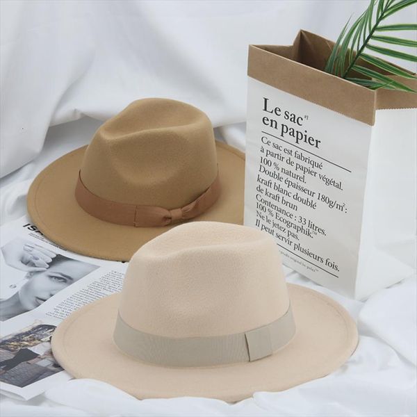 

women hats felted fedora wide brim belt ribbon band solid classic formal dress wedding for men sombreros de mujer, Blue;gray