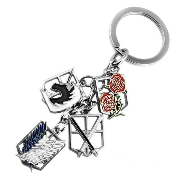 

keychains meetlife attack on titan keychain wings of om survey corps scout regiment car keyring anime shingeki no kyojin gift, Silver