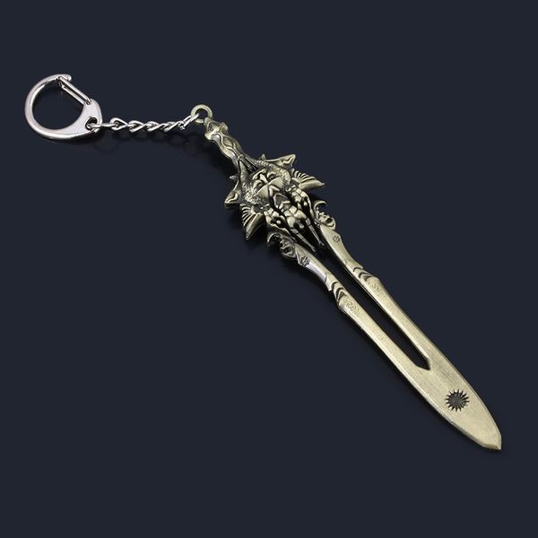 

10pcrj god of war the sword of olympus keychain kratos vintage golden sword pendant keyring cosplay jewelry accessories gift, Silver