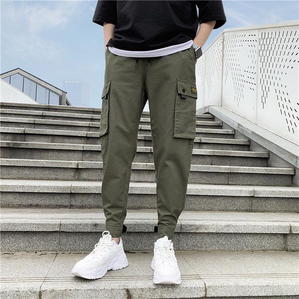 

casual mens cargo pants fashion overalls solid hip hop outwear harem for male trend beam men big size m-7xl men's, Black