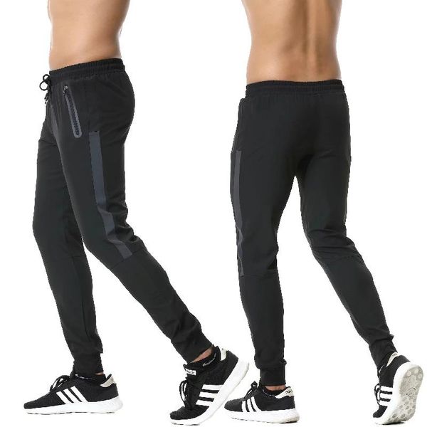 

running pants men sportswear for jogging zipper pocket athletic football soccer pant training sport fitness gym trousers, Black;blue