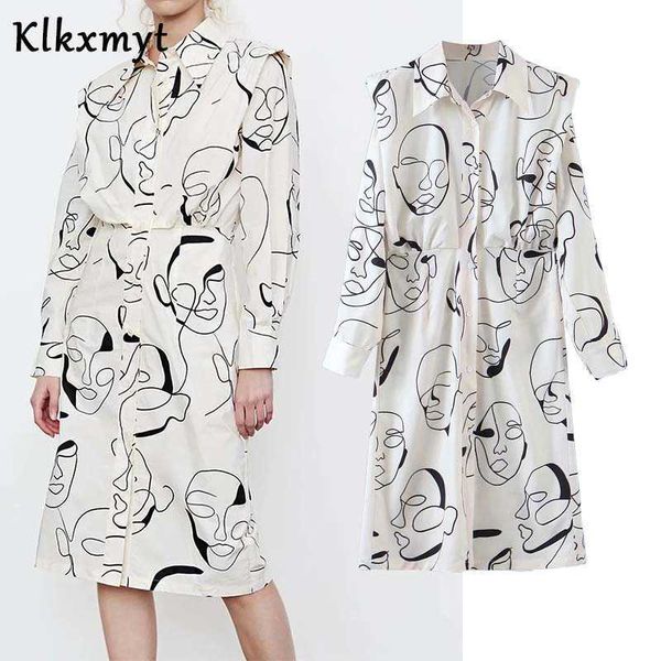 

klkxmyt spring za dress women england style vintage character avatar printed fashion vestidos de fiesta noche 210527, Black;gray
