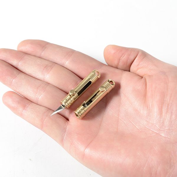 

10PCBrass Mini Paper Knife Self-defense Keychain Bolt Knife Exquisite Outdoor Portable Demolition Express Utility Knife