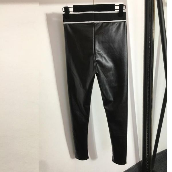 

women's pants & capris print faux leather women winter velvet leggings black pu warm fleece high waist elastic pant s-xl, Black;white