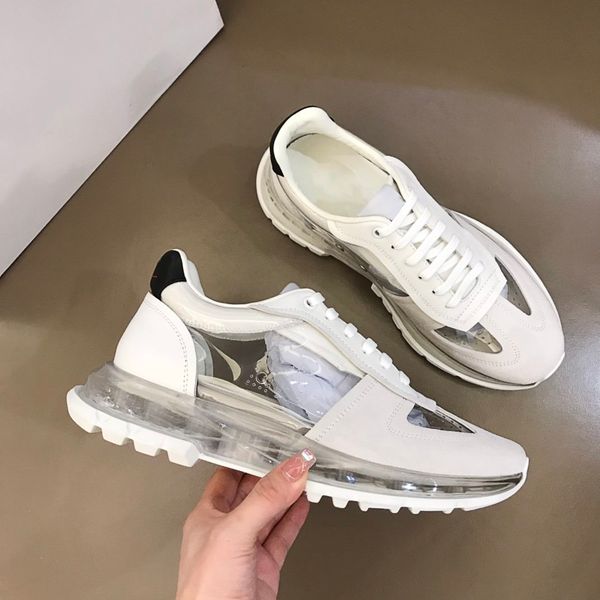 

2021 selling luxury leisure shoes men low flat shoes real leather mens shoes transparent sole designer sneakers breathable trainers size 39-, Black