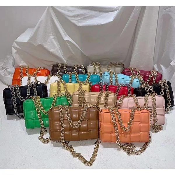 

evening bags women's messenger bag woven large 2021 quality genuine leather thick chain one shoulder women handbags