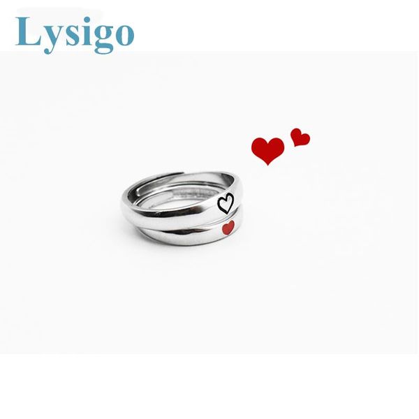 

wedding rings lysigo simple love heart ring for women lover open plate 925 sterling silver one life men jewelry, Slivery;golden