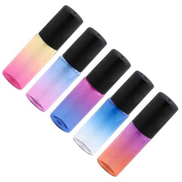

storage bottles & jars 5pcs 5ml roll-on gradient color roller portable glass balls refittable for