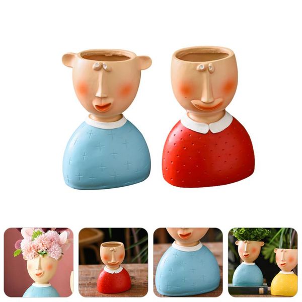 

vases 2pcs abstract portrait flower pots outdoor flowerpots face