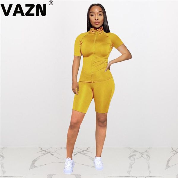 

two piece dress vazn 2021 student energy suit casual young fashion short sleeve knee length elastic tracksuits women 2 set, White