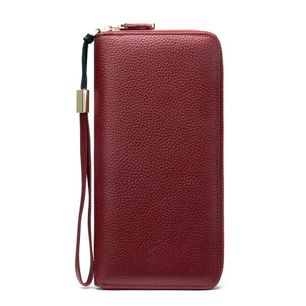 

women wallet genuin leather long fashion lady wristlet handbags money bag coin purse cards id holder clutch woman wallet