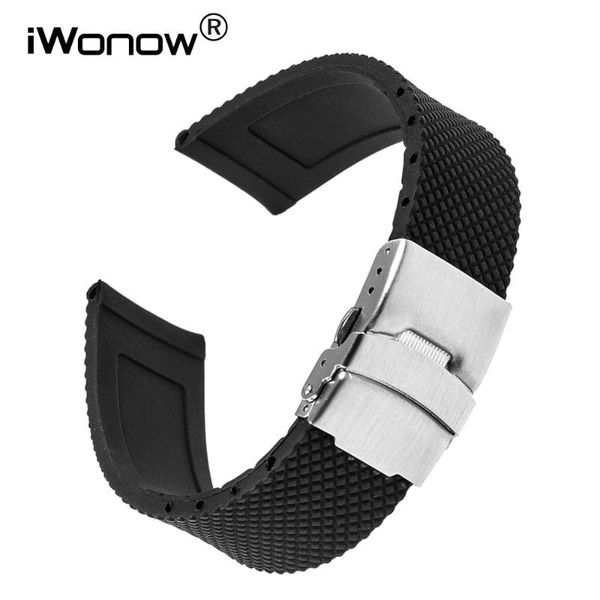 

watch bands 18mm silicone rubber watchband for withings activite / steel hr 36mm lg style safety buckle band wrist strap, Black;brown