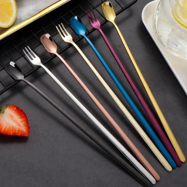 

dinnerware sets stainless steel stirring spoon plus long-handled square head dessert spoon, coffee bar fork