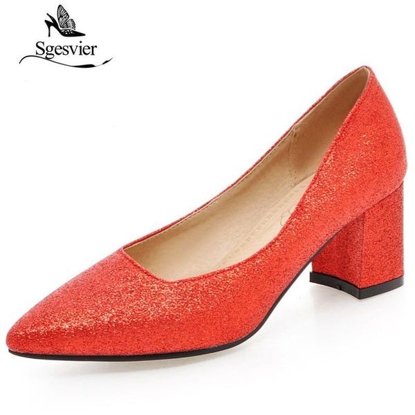 

spring women shoes pumps thick high heel solid pointed toe party wedding slip on big size 30-48 ox173 dress, Black