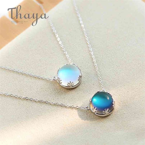 Thaya 55cm Collana con ciondolo Aurora Halo Crystal Gemstone s925 Silver Scale Light per le donne Elegante regalo di gioielli 210721