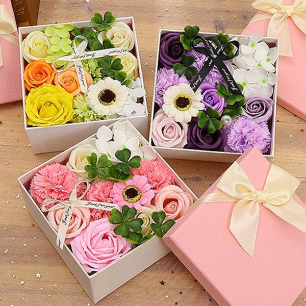 

decorative flowers & wreaths soap rose box scented bath body petal foam artificial sun flower wedding decor gift decoration for party