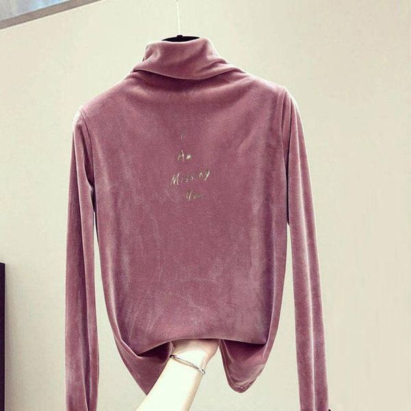 

women's sweaters autumn winter ladies fashion letter print harajuku slim fit sweater long-sleeved warm fleece turtleneck clothing, White;black