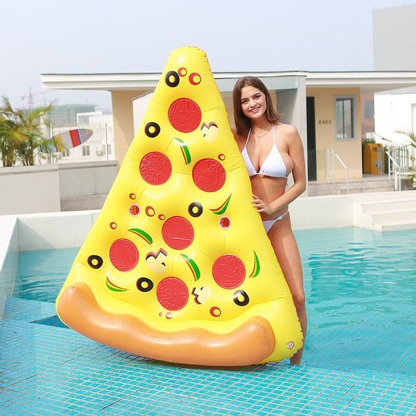 

summer inflatable giant pool float mattress toys pizza beach swimming ring floatie air foldable floating water toy life vest & buoy