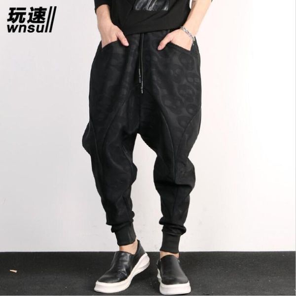 

men' clothing personality gd hair stylist fashion thickening middlelowlevel harem pants trousers plus size costumes men's, Black