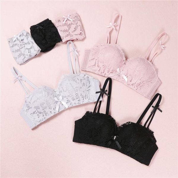 

bras sets lace bra brief wire women underwear set push up and panties pink, Red;black