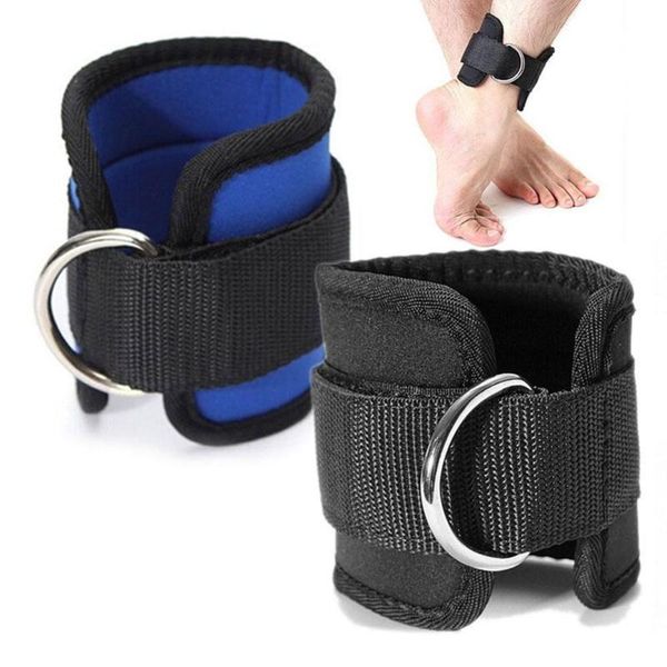 

1pair loop d buckle ankle strap straps fitness resistance bands neoprene padded cuffs for cable machines leg gym workout support, Blue;black