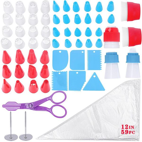 Backen Gebäck Werkzeuge 65 PC Edelstahl Kuchen Dekorieren Tipps Sets Russische Spritztüllen Icing Düsen Tasche DIY