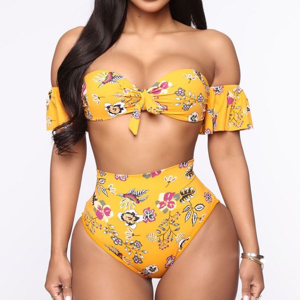 

bikini floral women' split large swimsuit, Red;black