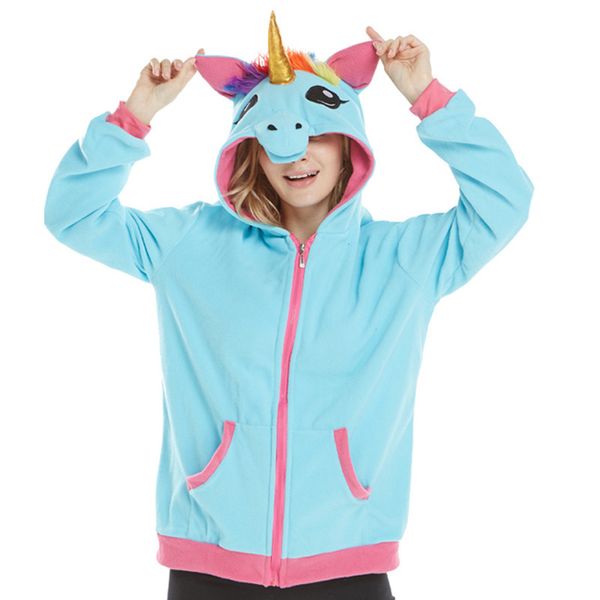 

trendy iadies' sweaters golden horn unicorn pajamas men women lovers blue cartoon tianma sweater autumn and winterhoodies, Black
