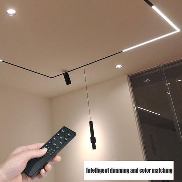 

track lights embedded frameless home led dining pendant lamp app wall remote control stepless dimming magnetic rail 48v low voltage lighting