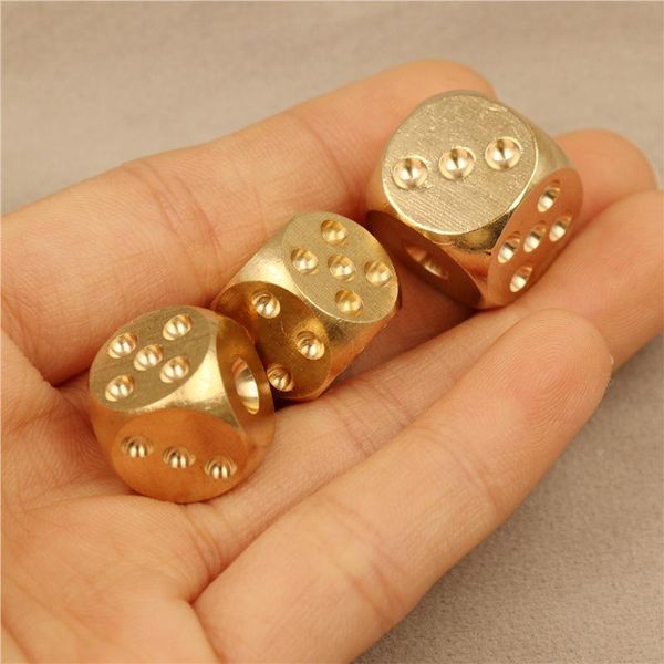 

brass dice copper home decoration artware props game tool 2 sizes decorative objects & figurines