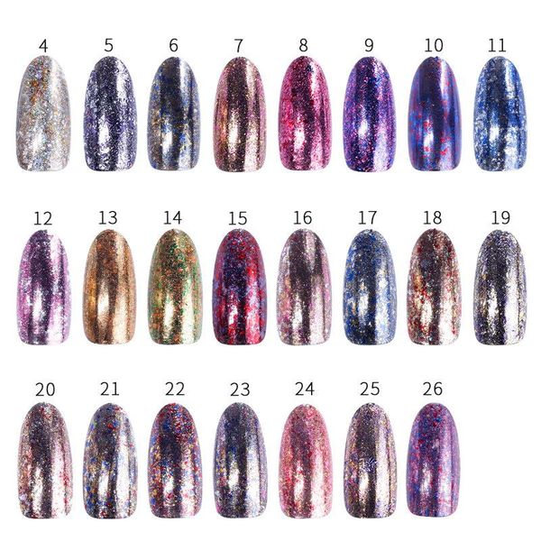 

styles of nail art with double color foil fireworks star glitter powder chameleon mirror, Silver;gold