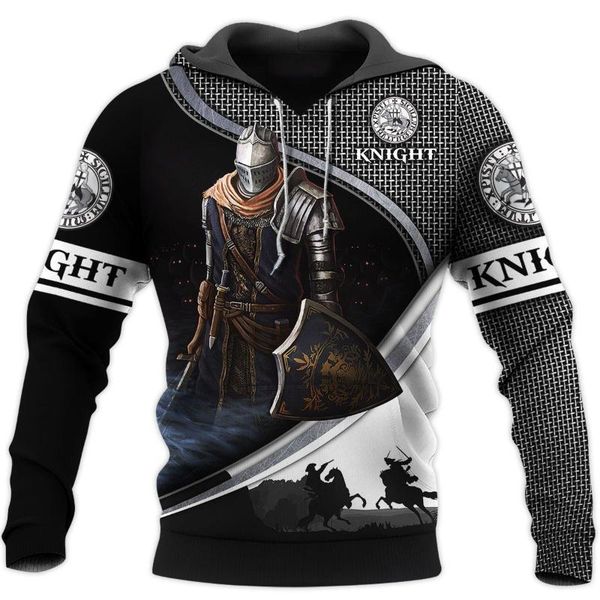 

men's hoodies & sweatshirts 2021 est knights templar 3d printed men fashion hoodie casual daily personality pullover black jacket