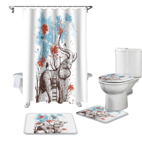 

waterproof shower curtain set abstract elephant balloon tree curtains bathroom decor with