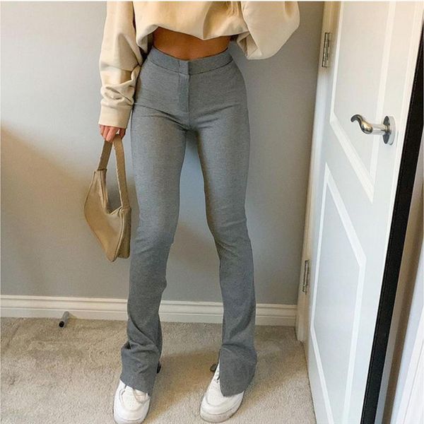 

women's pants & capris women\u2021s korean split casual trousers fashion solid color high-waist slim fit sweatpants autumn female stree, Black;white