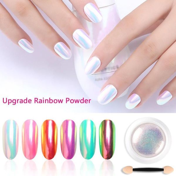 

nail glitter 1 box pearl powder neon shimmer mirror mermaid shell art pigment nails design accessory, Silver;gold