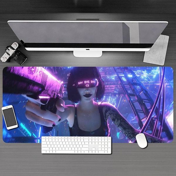 

mouse pads & wrist rests large anime girl mousepad hd printing computer gamers locking lock edge pad xxl90x40cm keyboard pc desk