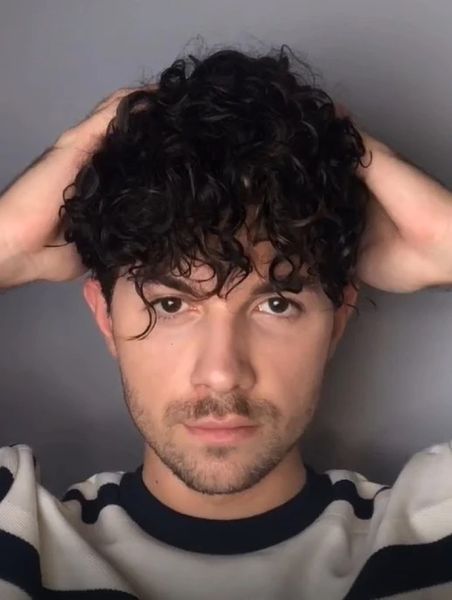 

breathable synthetic wigs short men's curly hair black