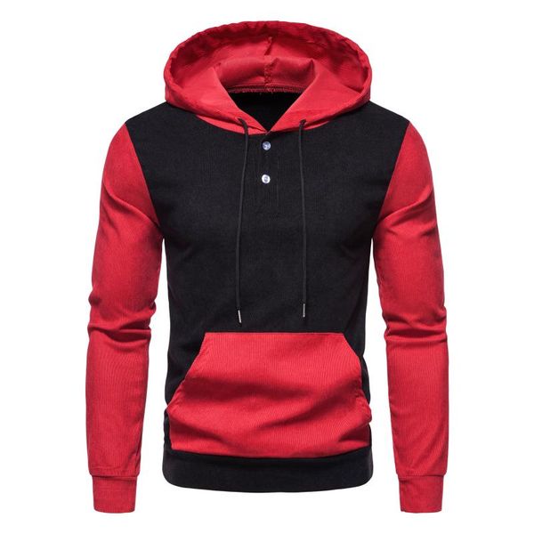 

men's hoodies & sweatshirts sleeve hooded pocket blouse long patchwork casual, Black