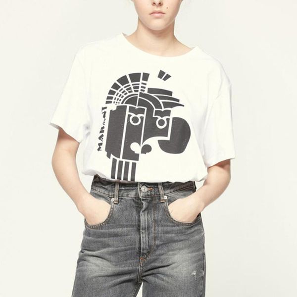 

women's t-shirt artistic geometry printed women summer clothes 2021 graphic casual tee shirt fashion tshirt femme, White