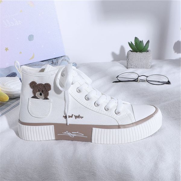 

dress shoes moda feminina tnis de lona sapatos planos casuais vulcanizado alto urso bonito harajuku alpercatas feminino jg1s, Black