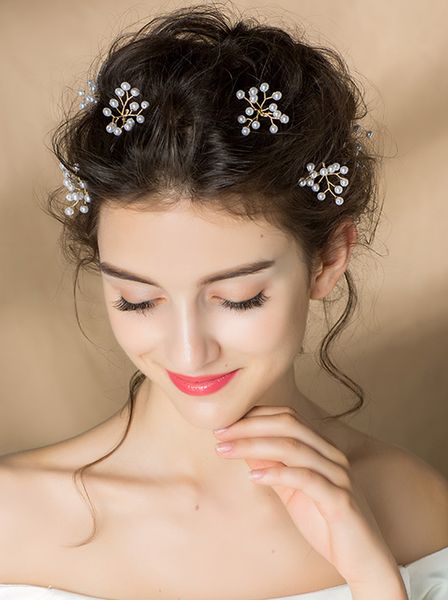 

bride wedding pearls hair pins flower bridal hair pieces wedding hair accessories for women and girls pack of 6, Silver