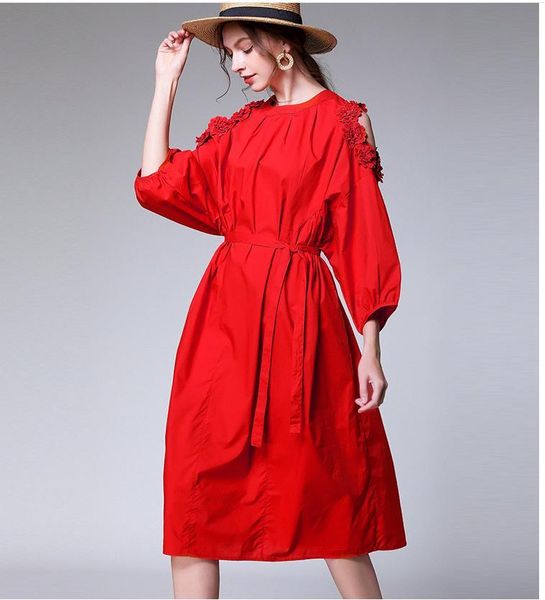 

maternity dresses loose and slim off-the-shoulder floral plus-size, White