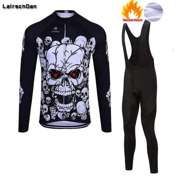 

racing sets lairschdan 2022 winter wool men cycling suit outdoor sportswear mtb bike uniform kit thermal fleece bicycle clothing, Black;blue