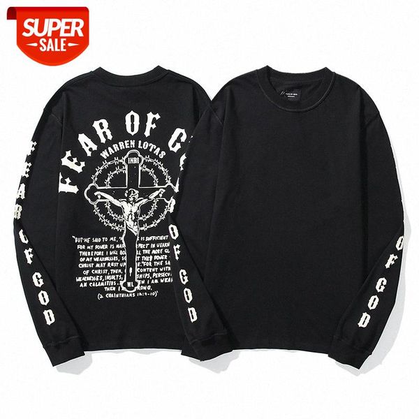 

fear of god fog christmas jesus religion limited cross letter long sleeve t-shirt #wh3u, White;black