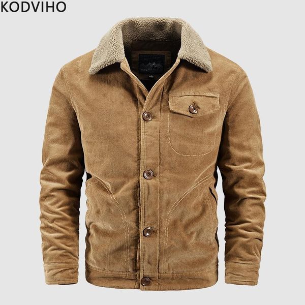 

corduroy jacket men casual solid coat mens thick fleece outwear turn down collar winter overcoat brand cotton clothing hombre xl men's, Black;brown