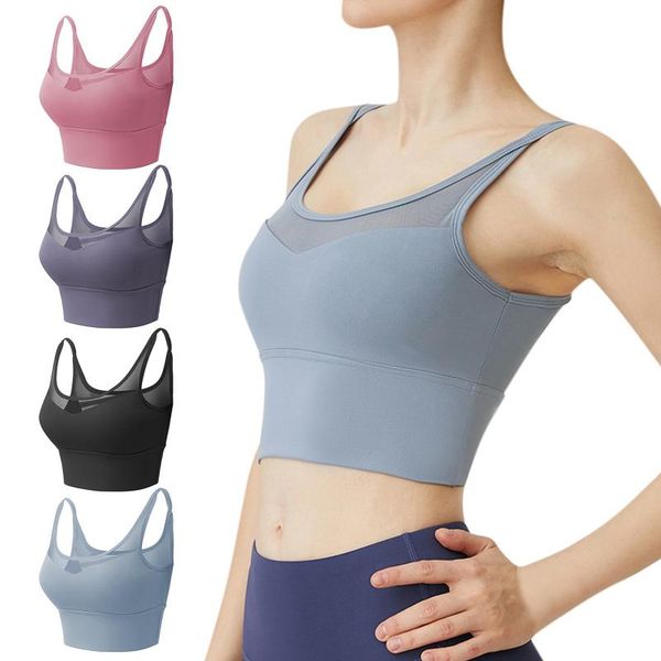 

running fitness yoga women training shockproof sports mesh quick-drying bra athletic gym clothing, White;black