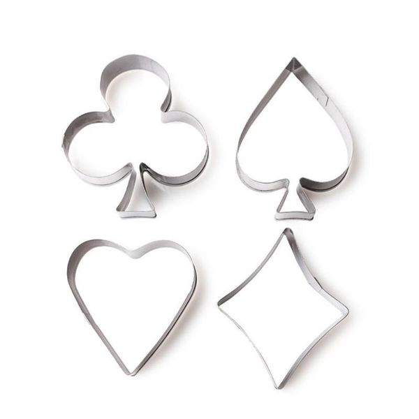 

cake tools 4pcs stainless steel cookies cutter poker shape cookie playing cards fodant mold spade heart club diamond biscuit