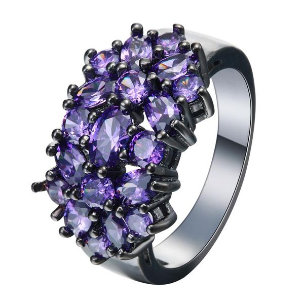 

wedding black rings for women purple zircon jewelry gift elegant woman engagement finger ring, Slivery;golden